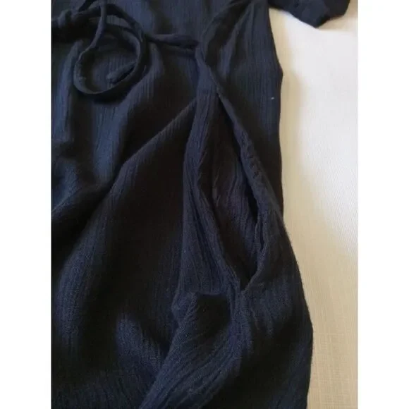 Delores Bell Vintage Black Lightweight Crinkled Fabric Maxi Dress Women's Medium - Picture 12 of 12